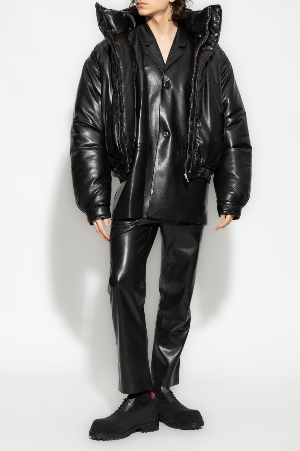 Nanushka Faux-leather Straight-leg Trousers In Black