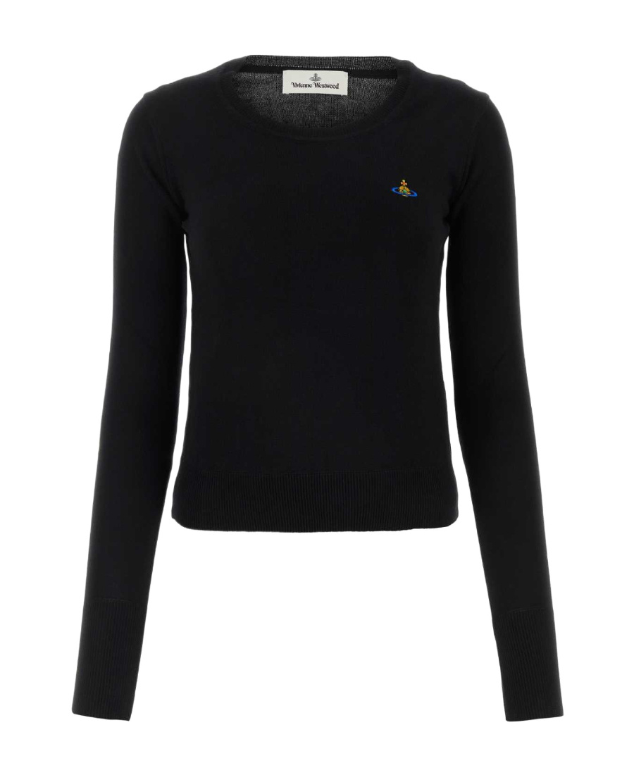 Shop Vivienne Westwood Orb-embroidered Cotton-cashmere Jumper In Black