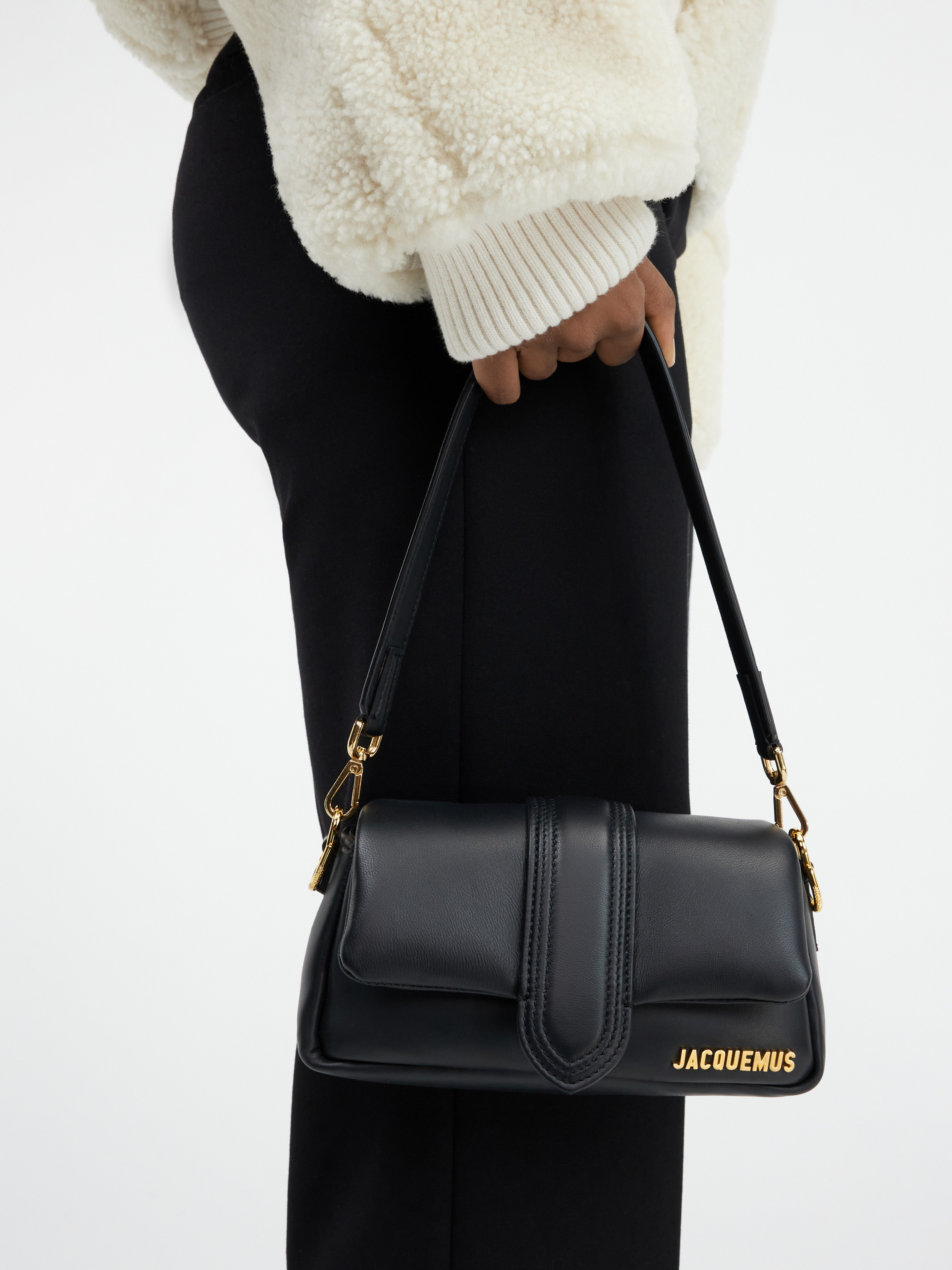 Jacquemus Womens Black Le Petit Bambino Puffy Leather Shoulder Bag In Black