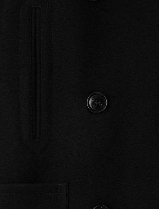 Burberry Wool Nylon Pea Coat In Black