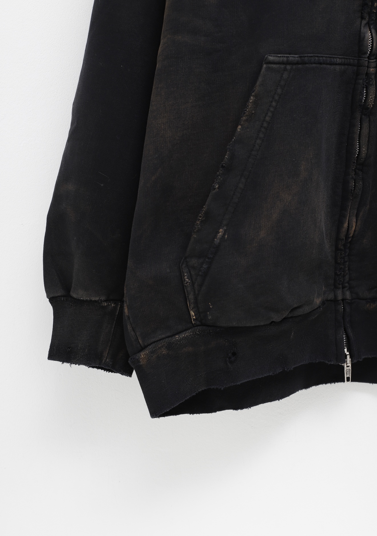 Shop Balenciaga Hoodie Con Cerniera Paris Small Fit In Nero Délavé In Black