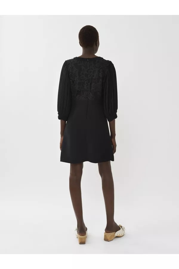 See By Chloé See By Chloe Crepe And Lace Mini Dress In Black
