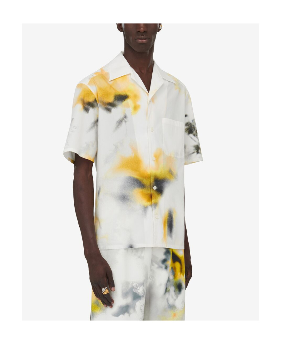 Alexander Mcqueen Obscured Flower Bowling Shirt In White