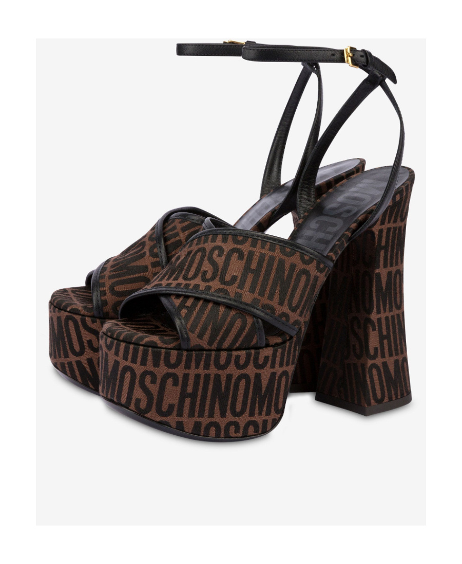 Moschino 145mm Logo-print Platform Sandals In Black