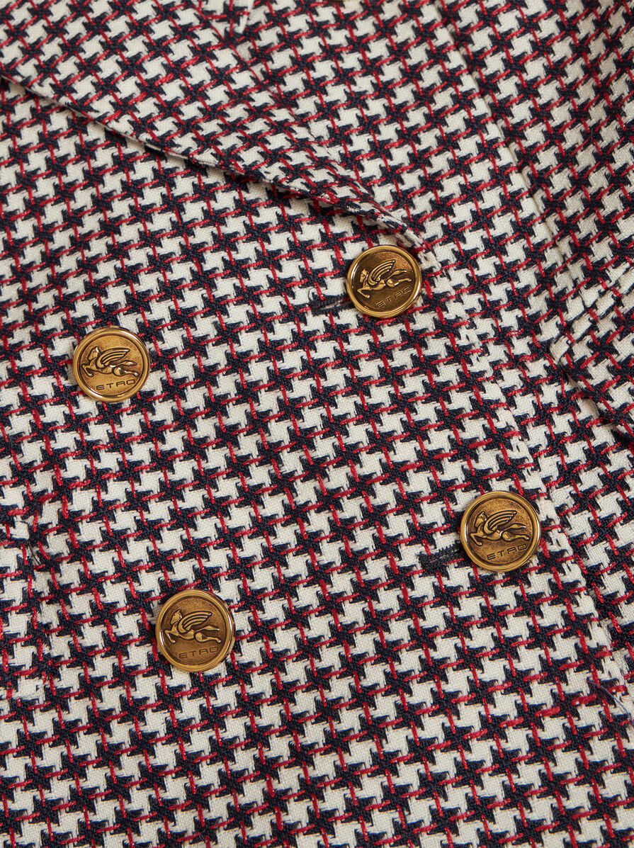 Etro Houndstooth-pattern Double-breasted Jacket In Multicolor