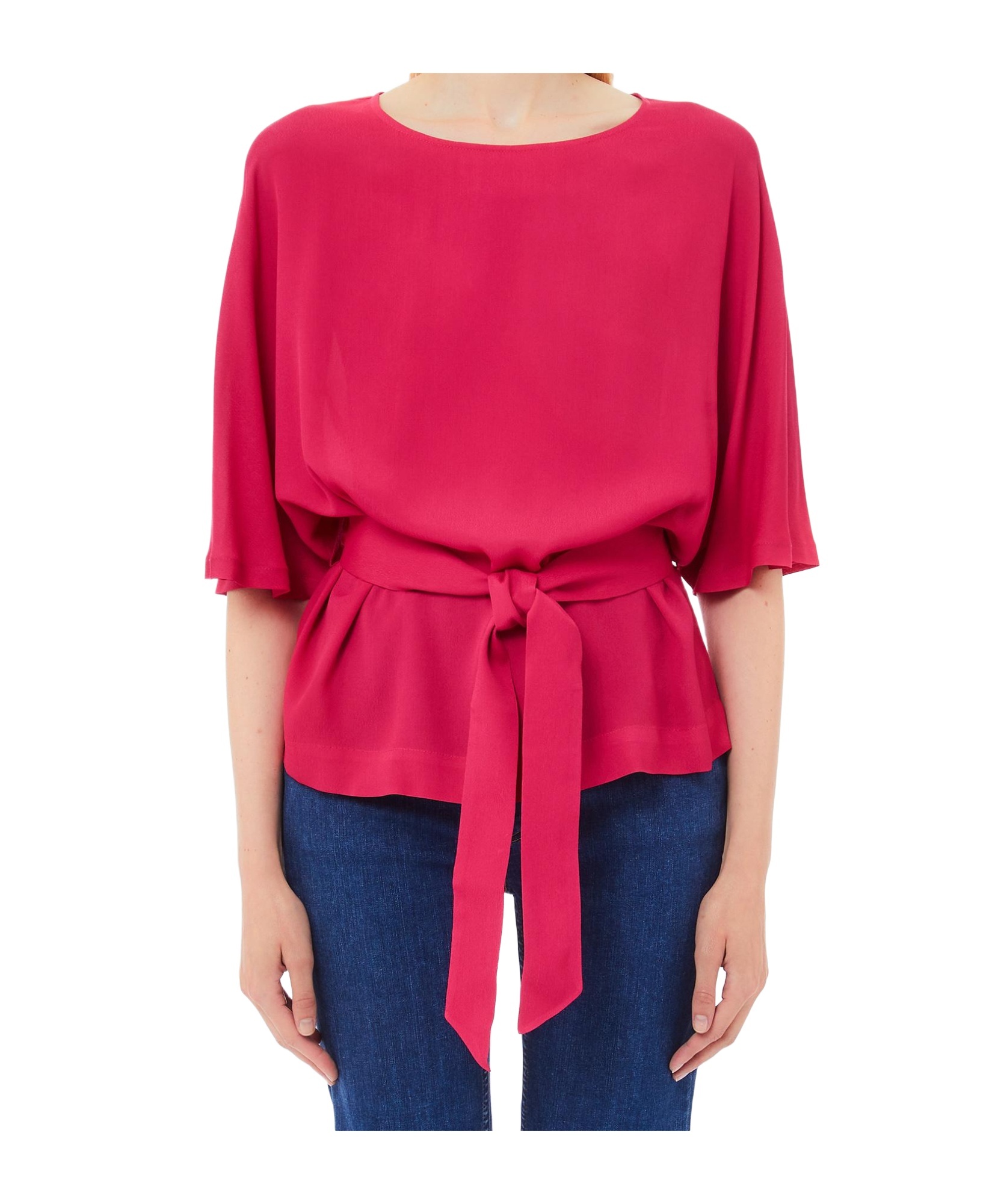 Liu •jo Liu Jo Crewneck Crepe T In Rebel Rose