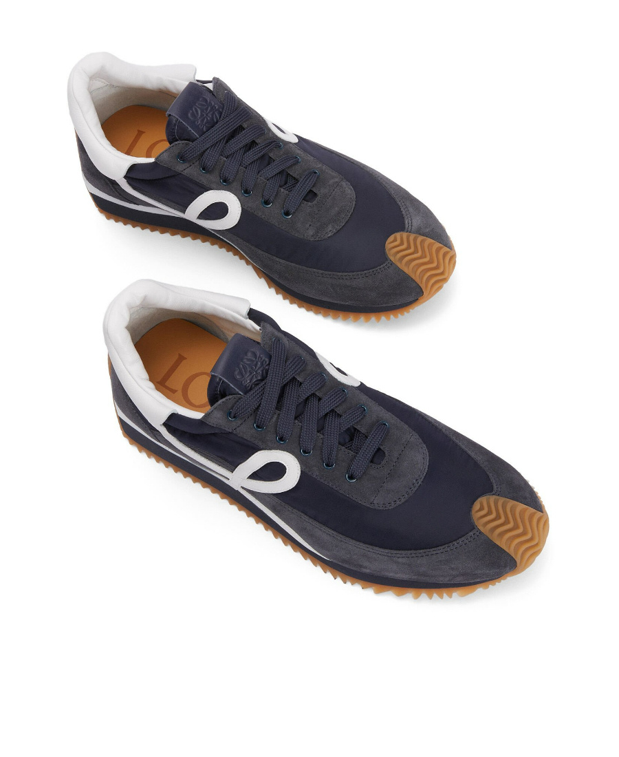 Loewe Flow Runner Suede-trimmed Sneakers In Blue