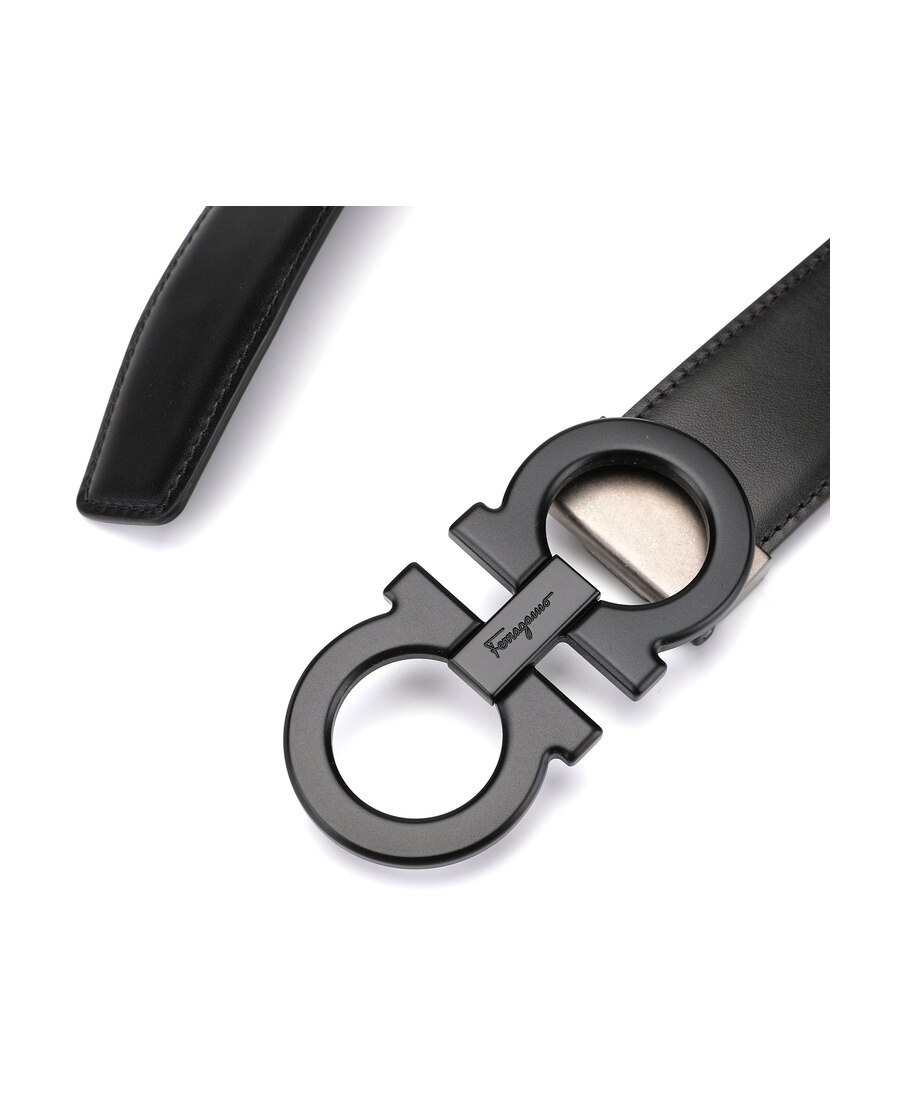 Ferragamo Gancini Reversible Belt In Black