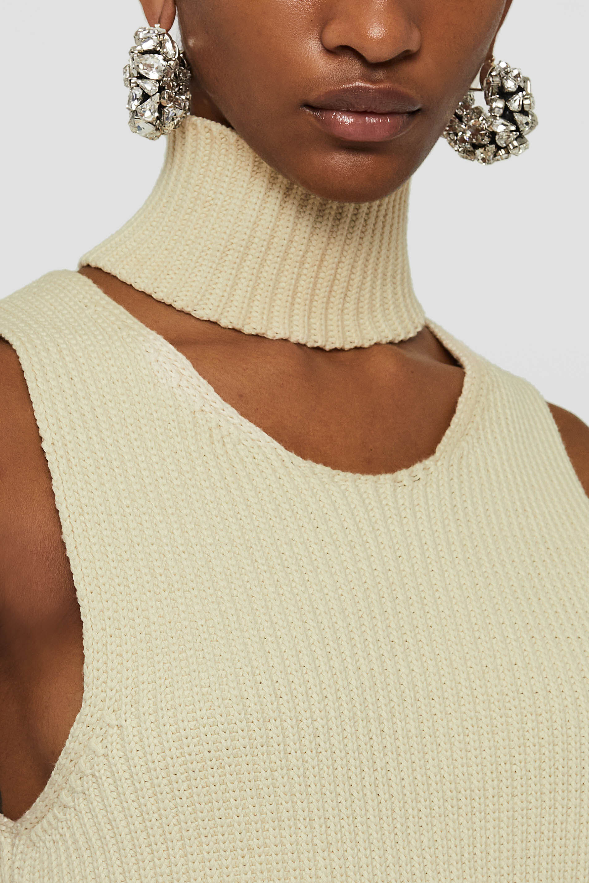Jil Sander Cut-out Knitted Vest Top In Nude