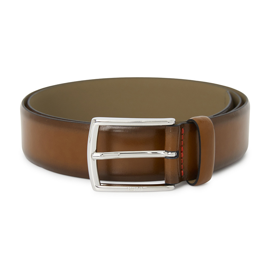 Hugo Boss Logo Belt In Brown