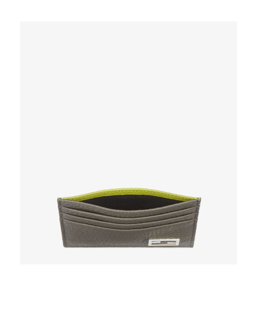 FENDI GREY LEATHER CARD HOLDER