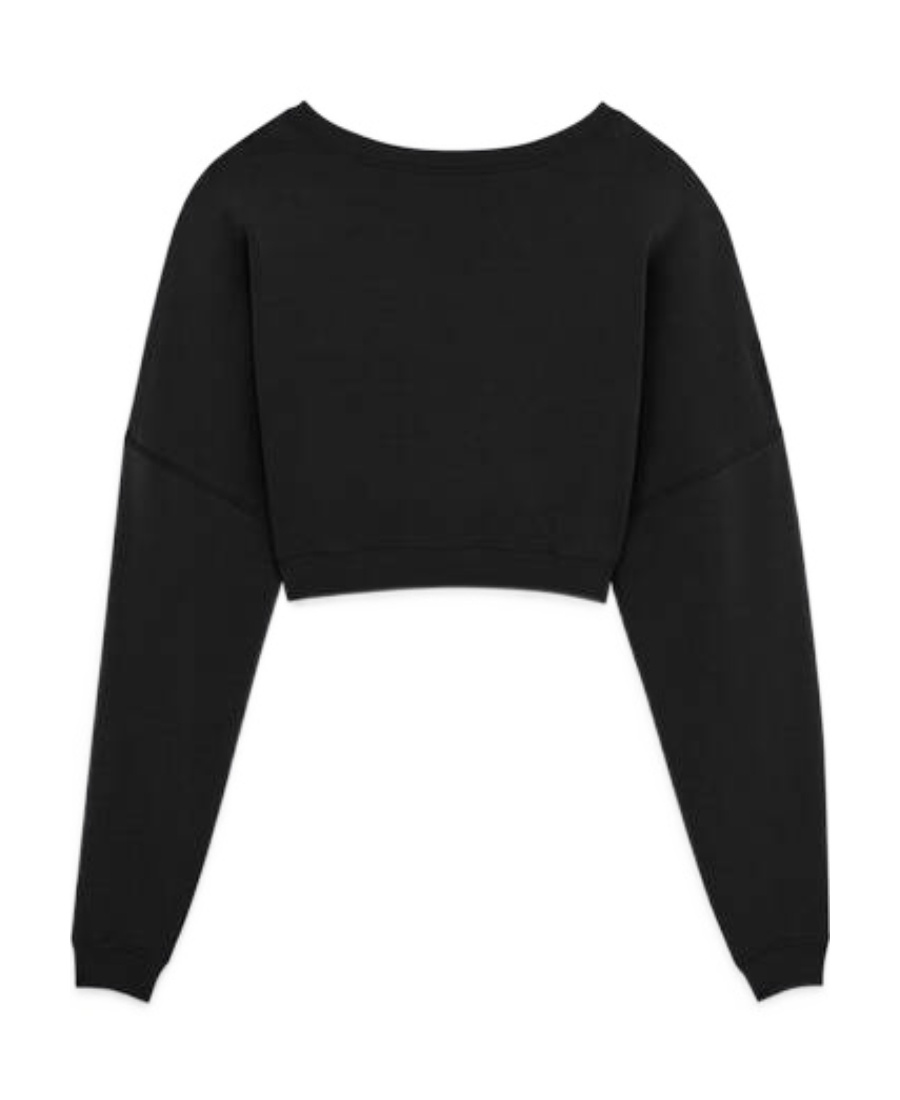 Shop Saint Laurent Crewneck Cropped Sweatshirt In Black