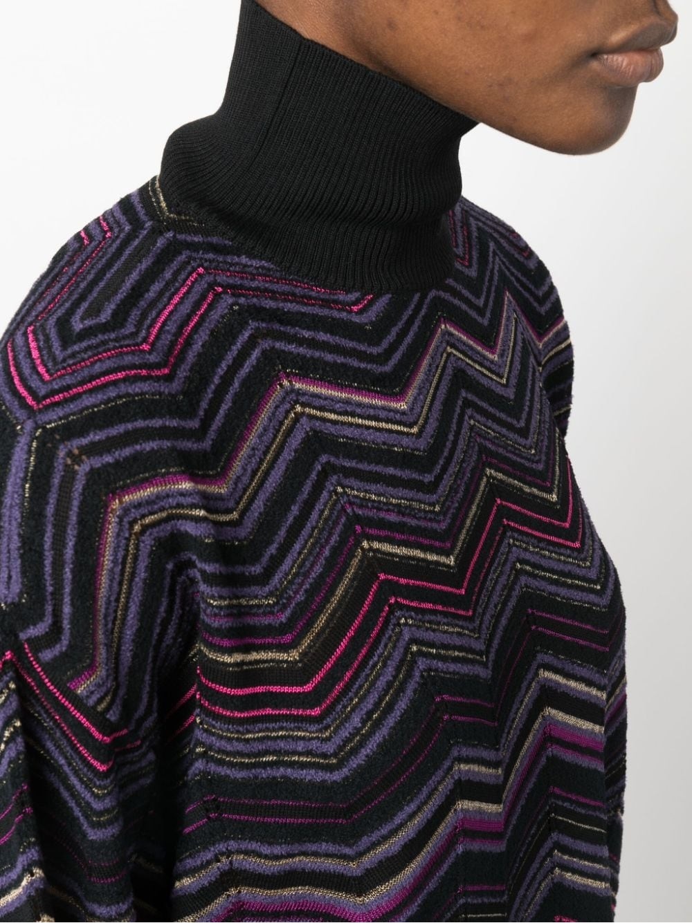 Shop Missoni Zigzag-woven Roll-neck Jumper In Black