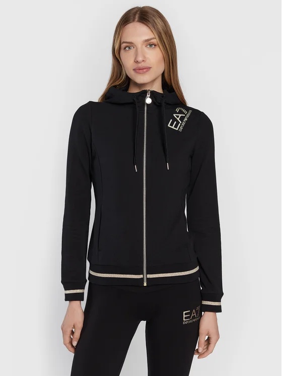 Ea7 Core Lady Zip-up Hoodie In Black