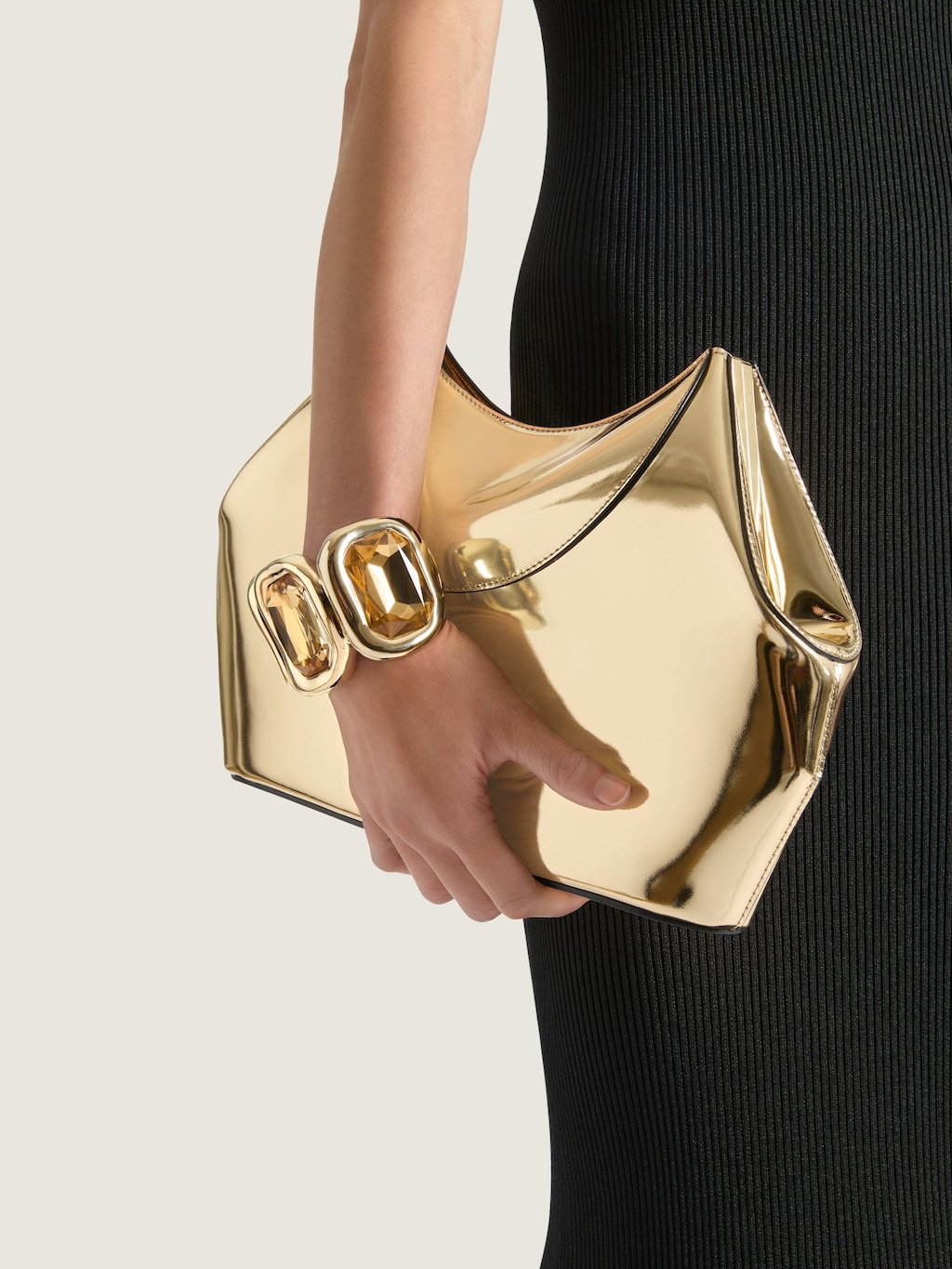 Givenchy Facet Clutch In Mirror Effect Leather In Brown