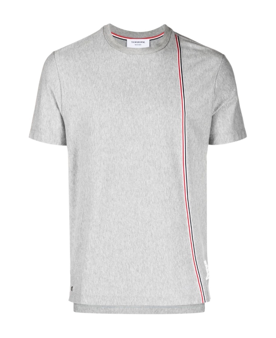 Thom Browne Grey Rwb Stripe-print Cotton T-shirt In White