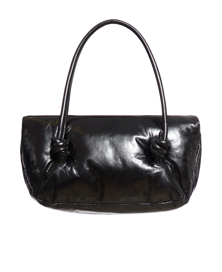 Jil Sander Padded Leather Shoulder Bag In Black