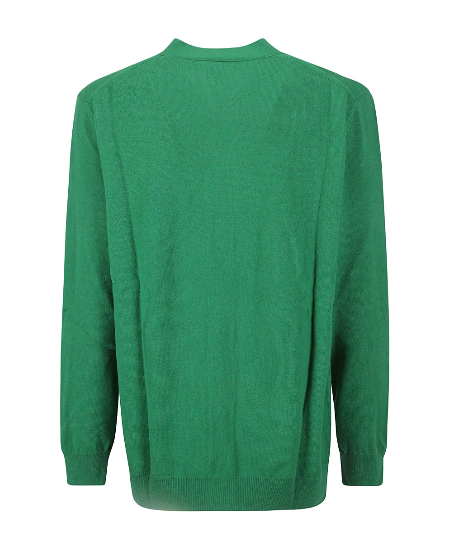 Comme Des Garçons Wool V-neck Cardigan Long Sleeves In Green