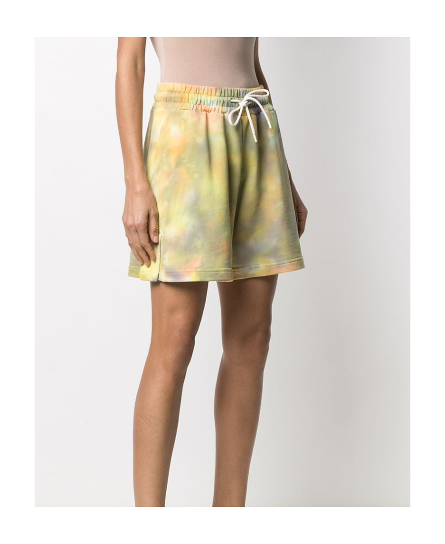 Msgm Tie-dyed French Cotton-terry Shorts In Nude