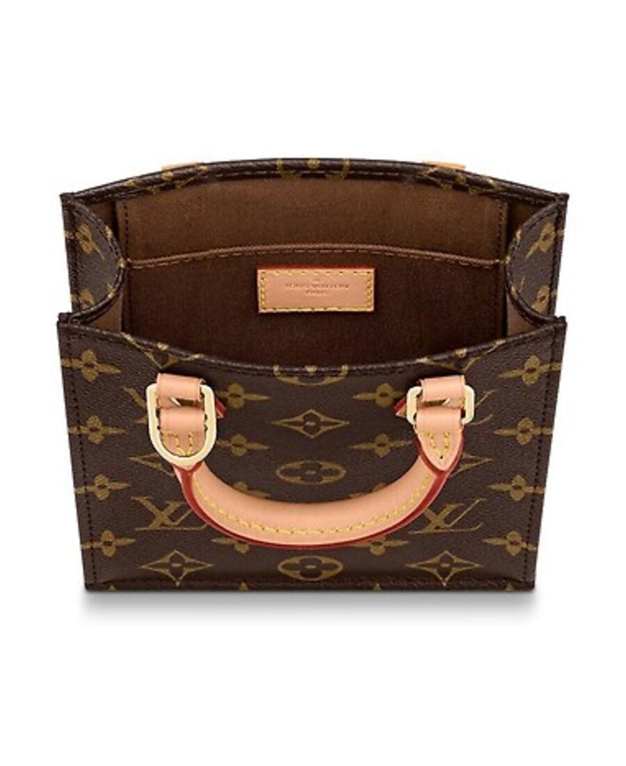 Pre-owned Louis Vuitton Petit Sac Plat Mini Tote Vertical Music Bag And Shoulder Bag In Brown
