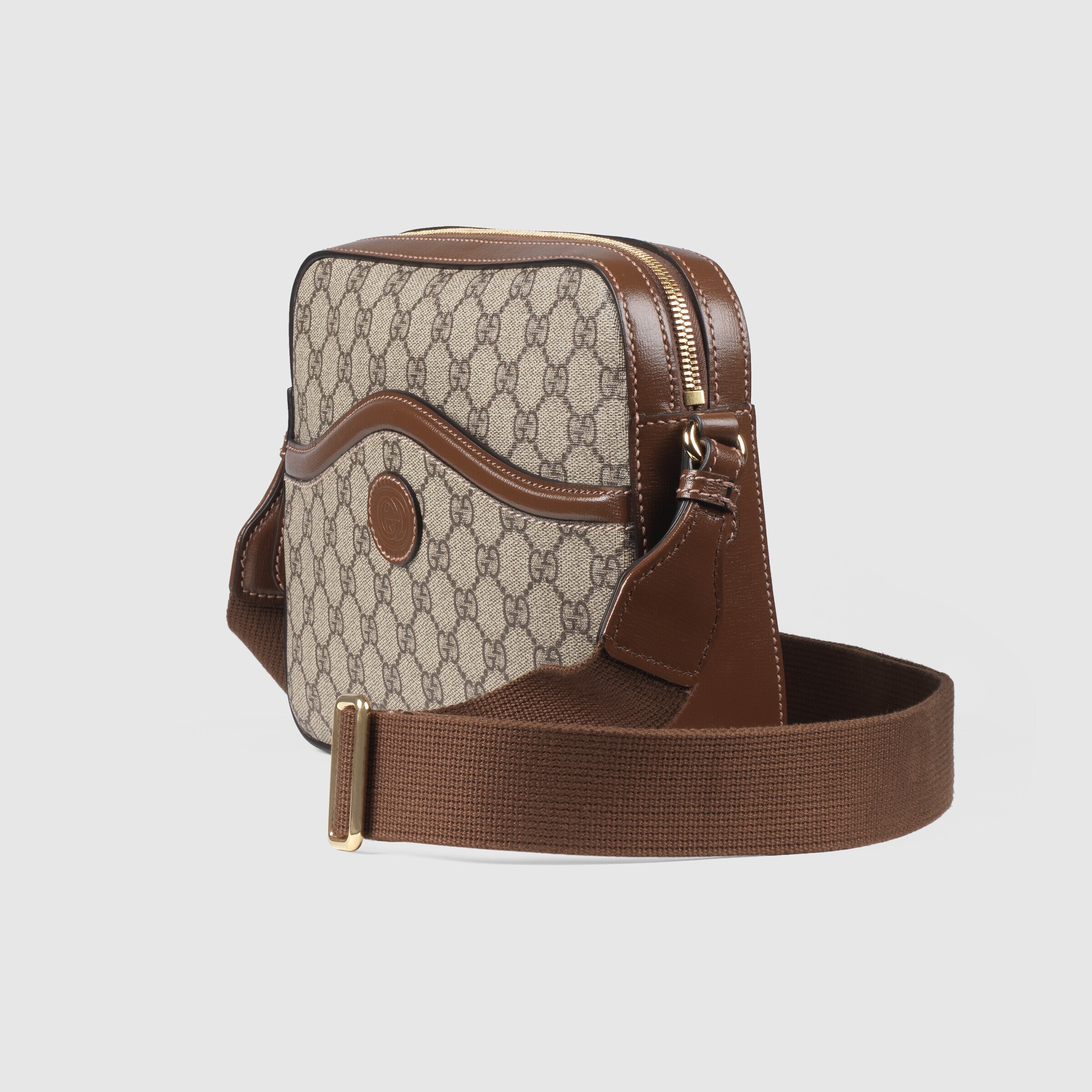 Shop Gucci Gg-canvas Messenger Bag In Nude