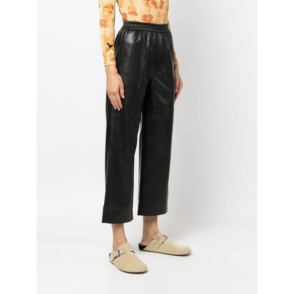 Nanushka Cropped Straight-leg Trousers In Black