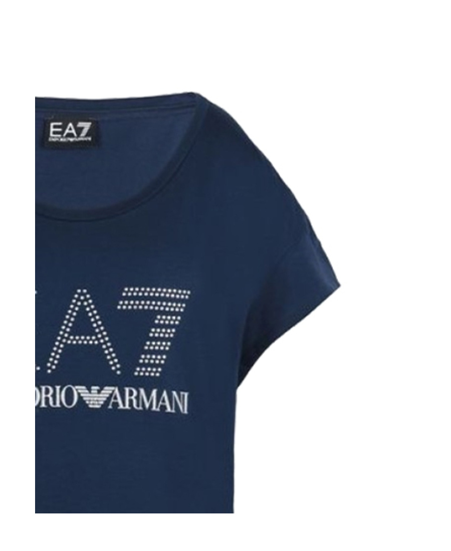 Ea7 Navy Blue Round-necked T-shirt In Blue