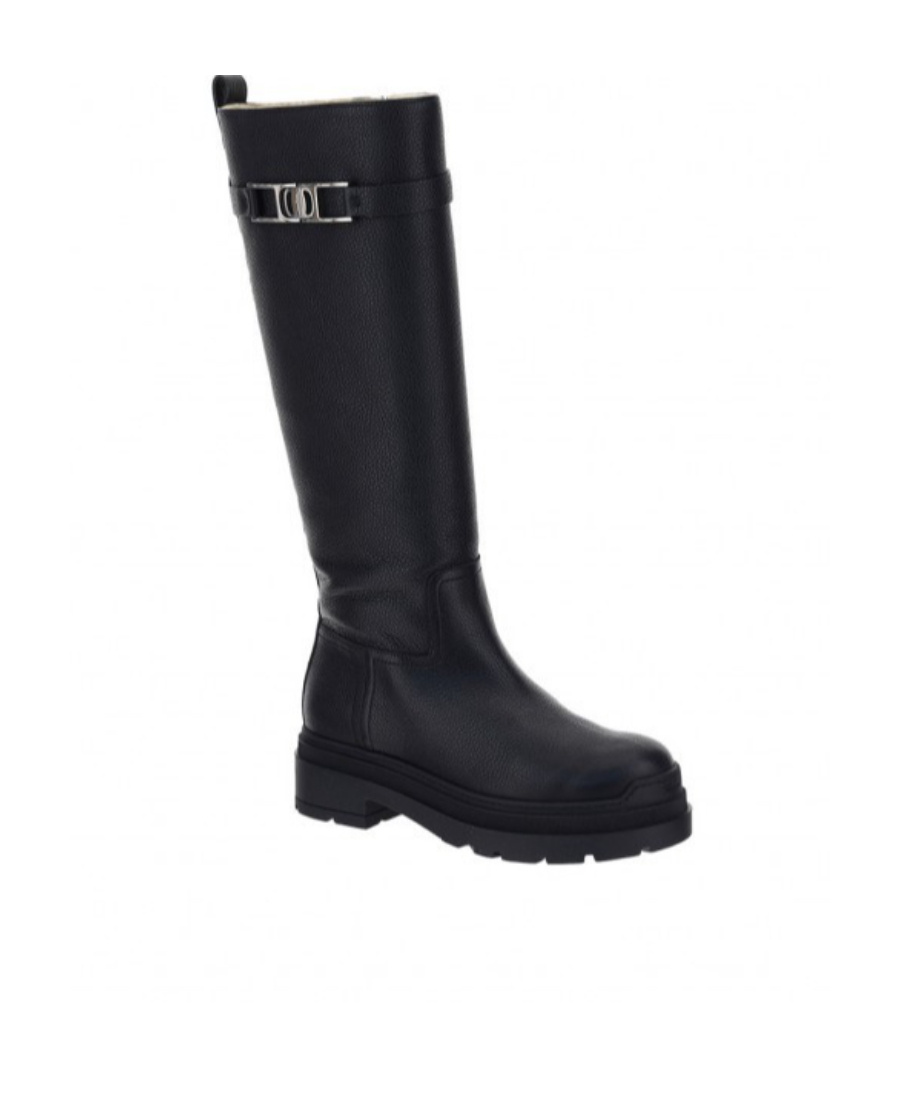 Ferragamo Vara Chain Knee-high Boots In Black