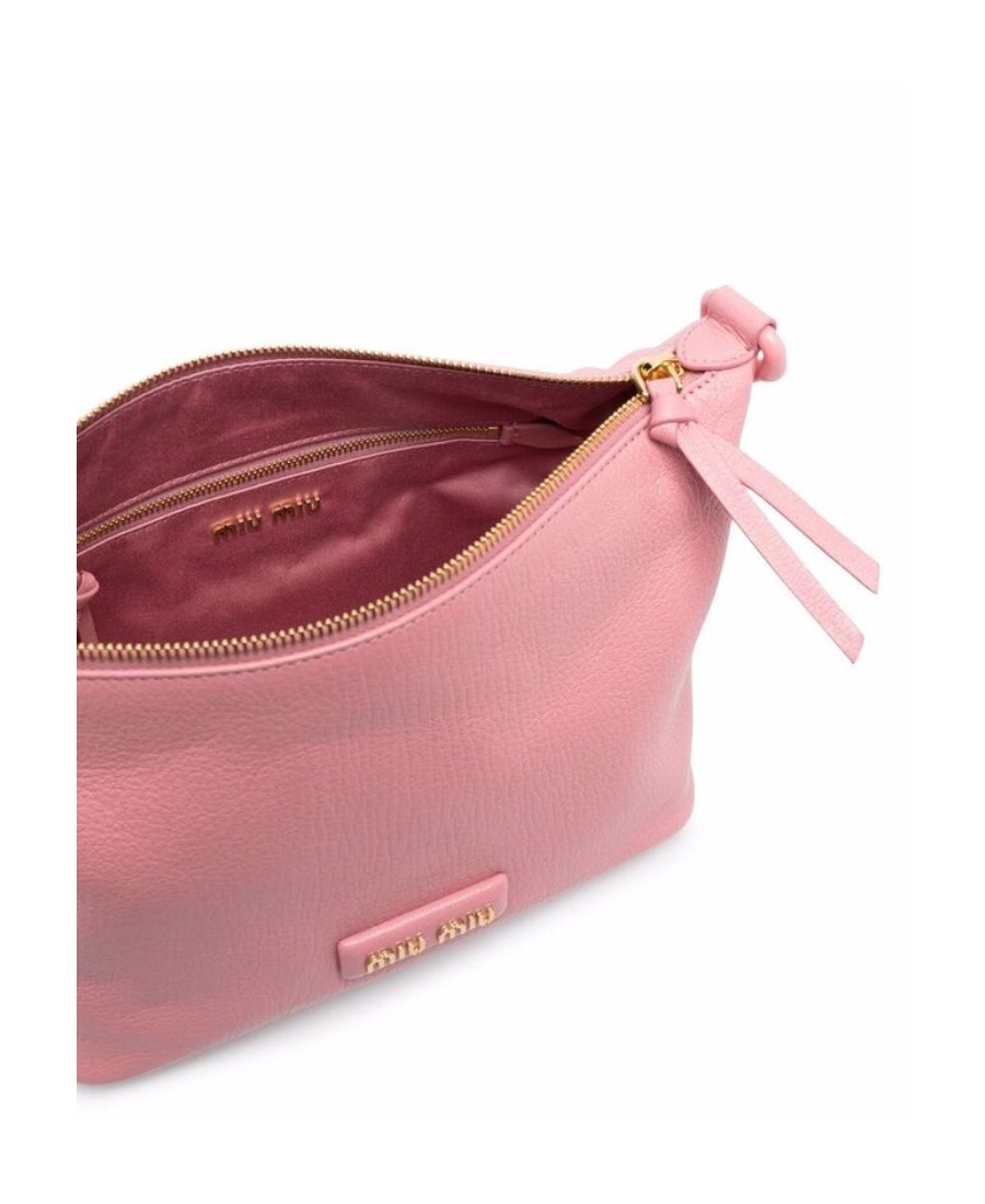 Miu Miu Logo-patch Leather Shoulder Bag In Pink