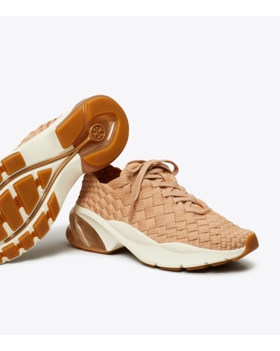Tory Burch Good Luck Woven Trainer In Nude