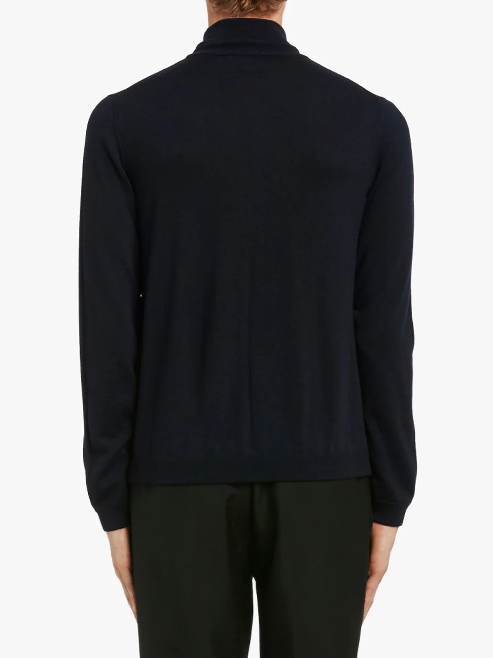Prada High Neck Zip Front Cardigan In Blue