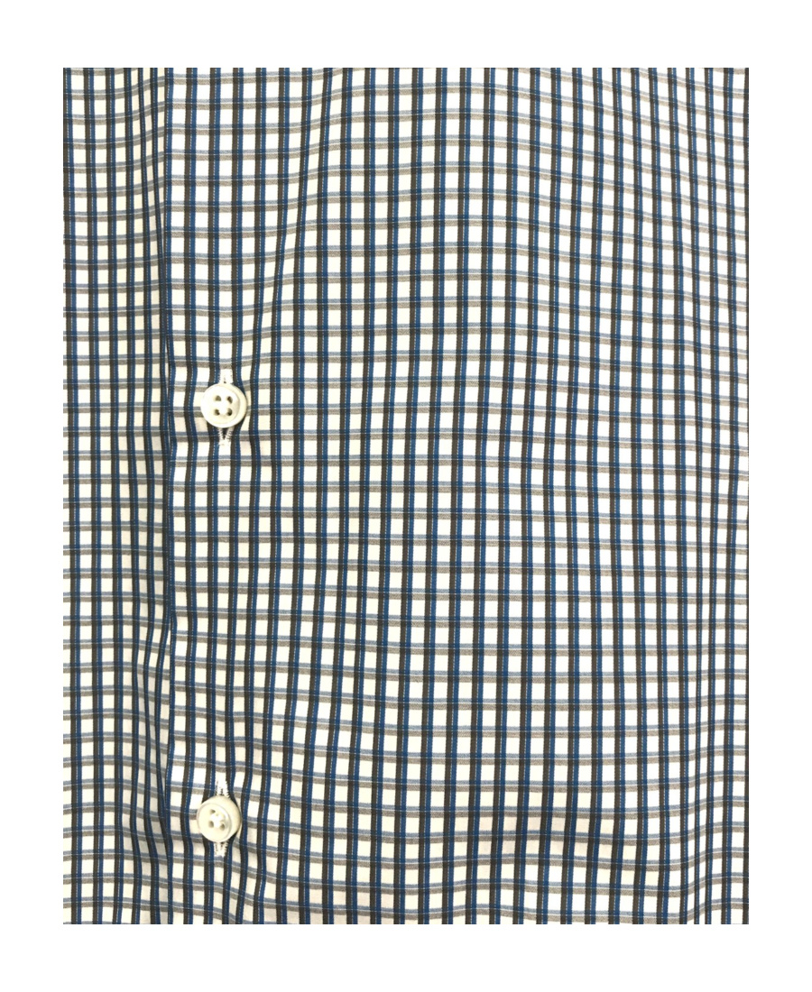 HUGO BOSS LAPEL LONG-SLEEVED SMALL PLAID SHIRT