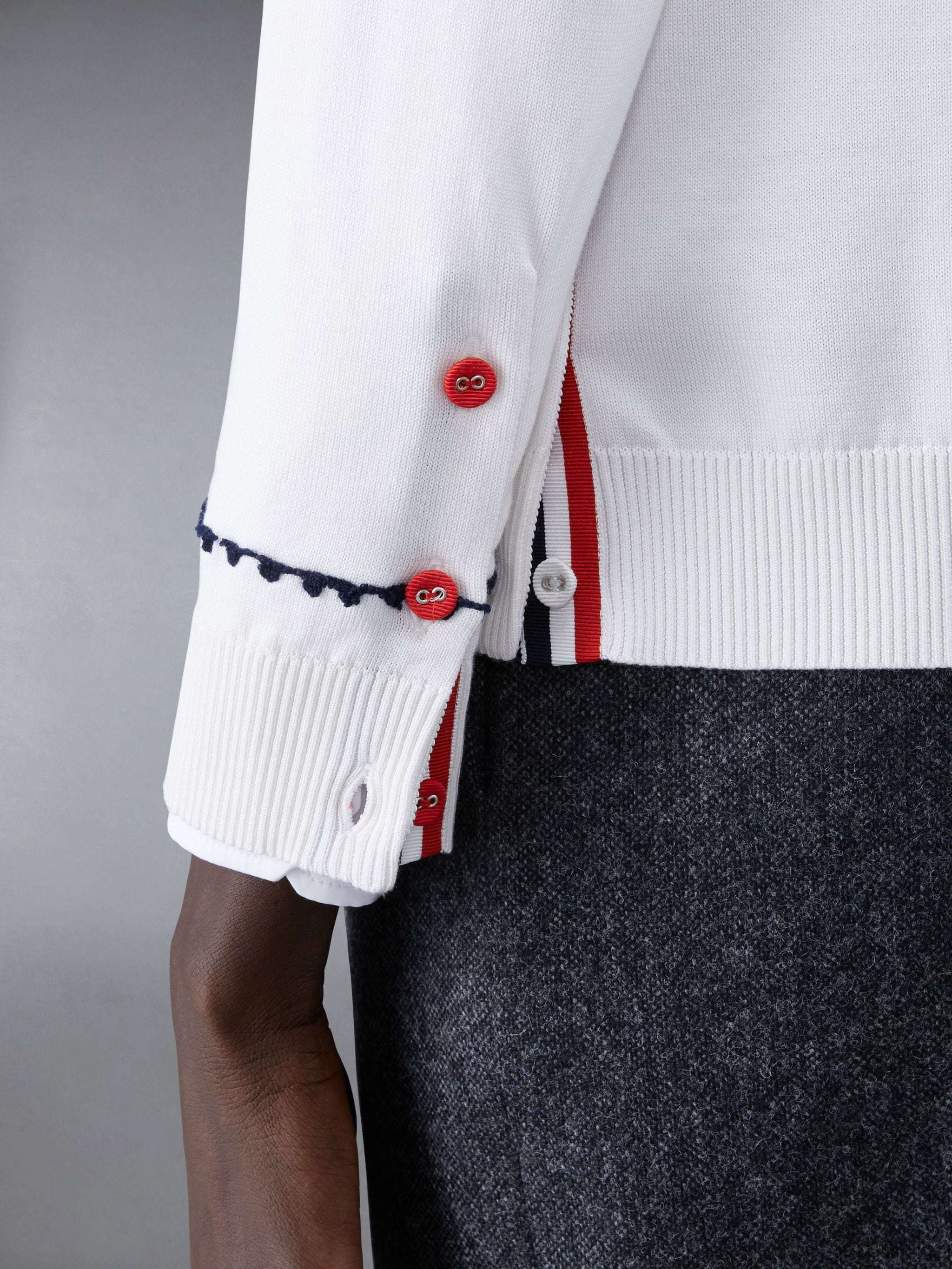 Thom Browne V-neck Cotton Cardigan In White