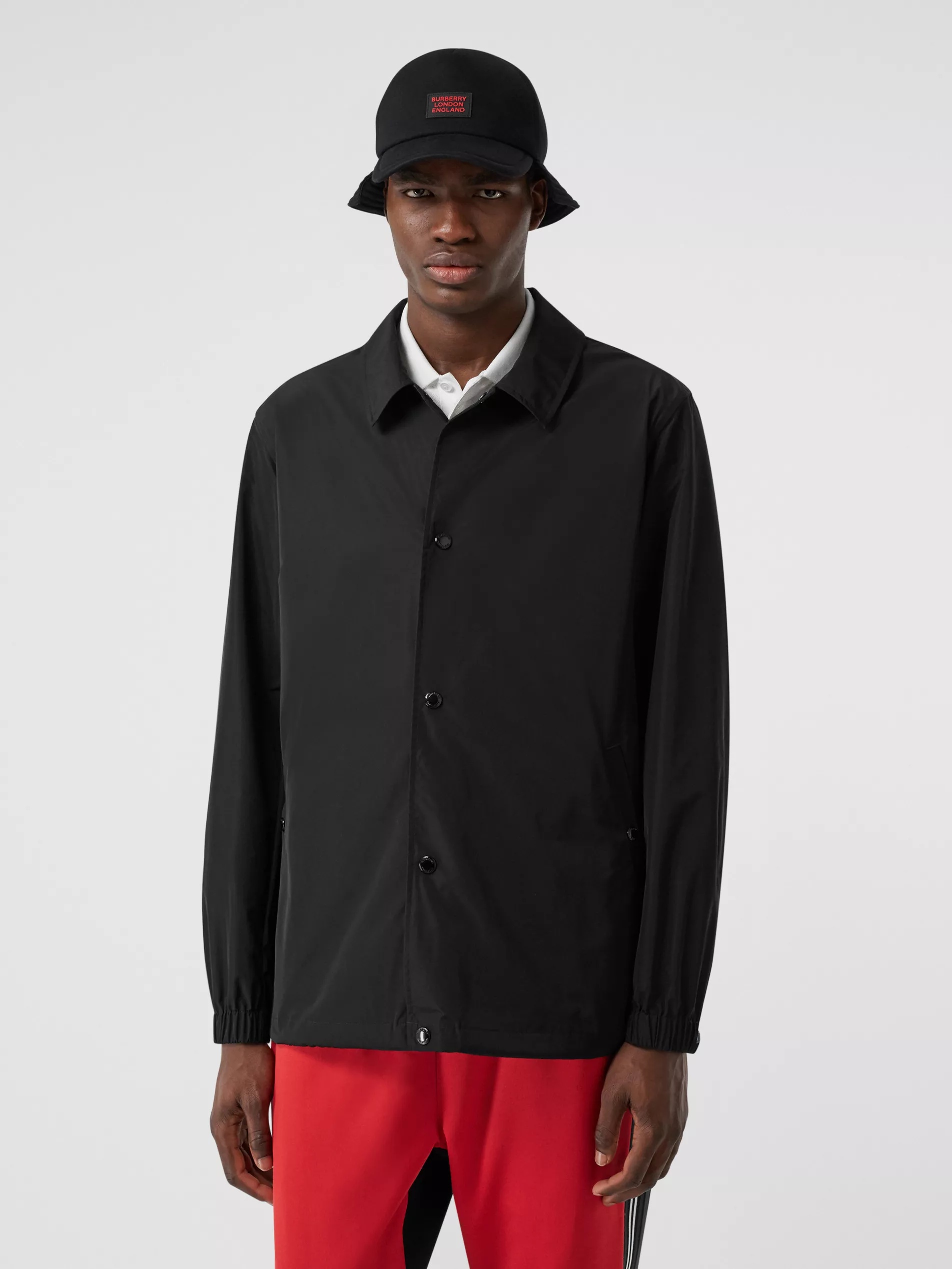 Burberry Knight Stamp Nylon Track Jacket Jackets Black In Black