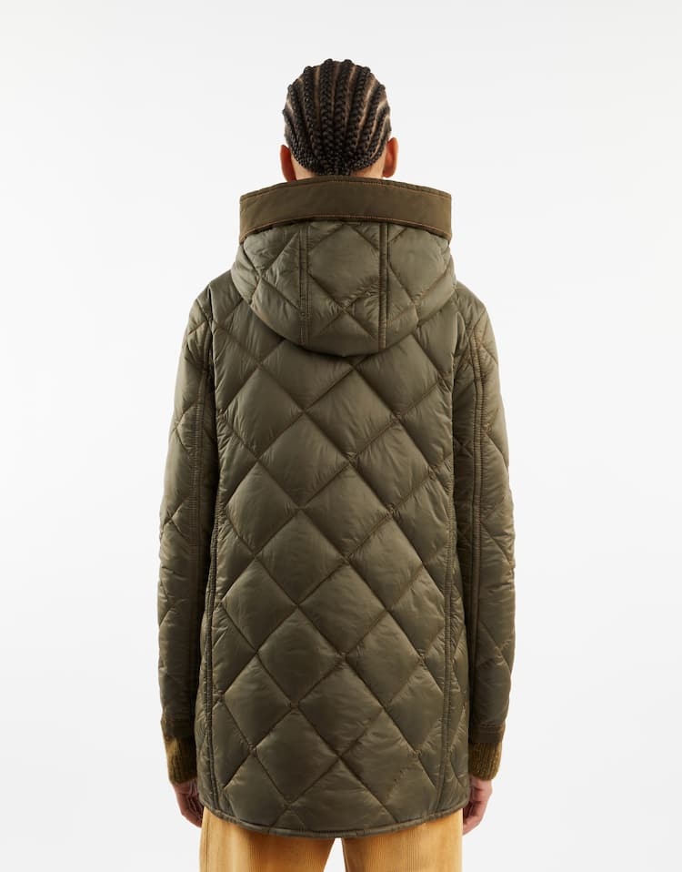Fay Quilted Hooded Parka Jacket In Green