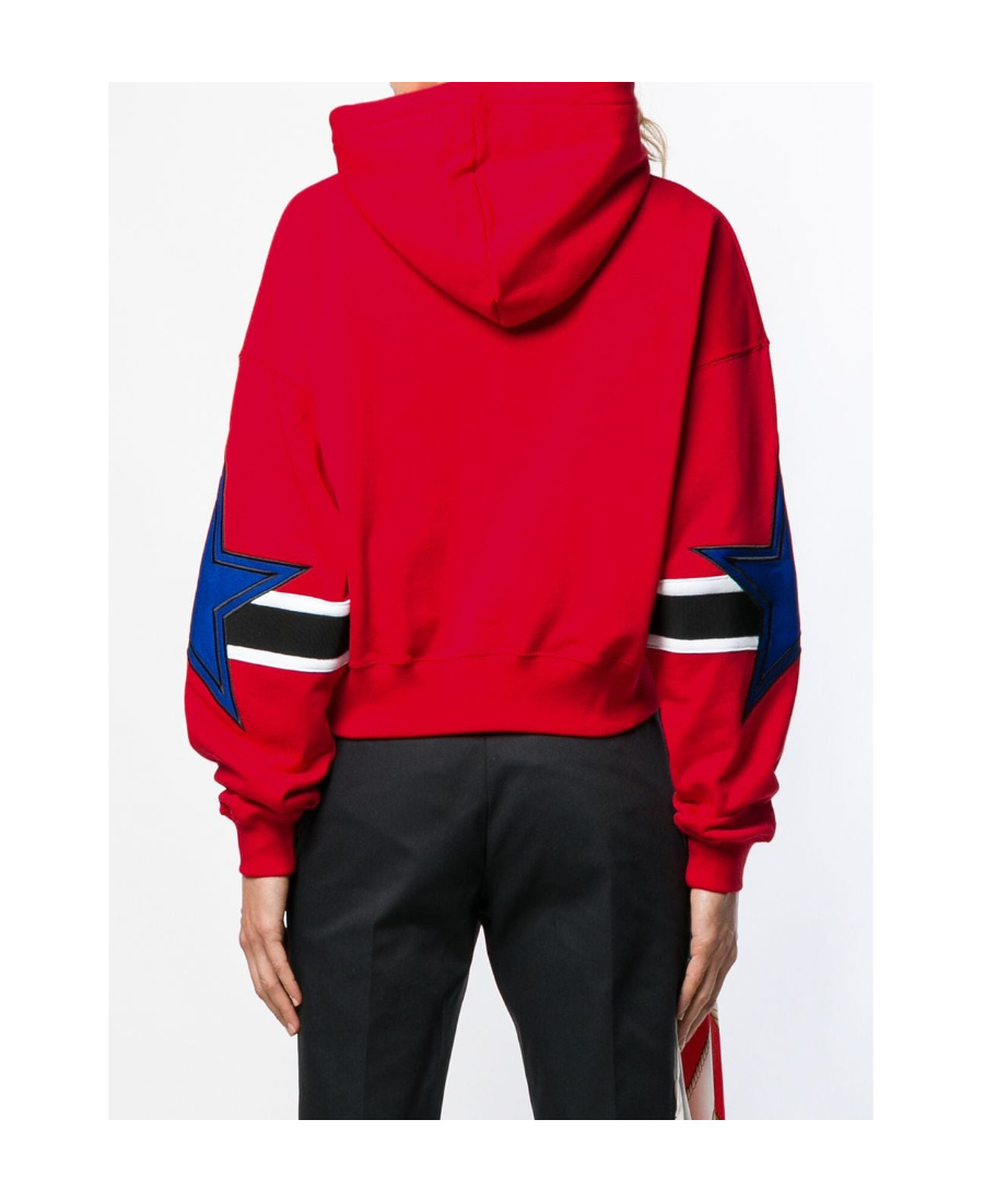 Msgm Logo Hooded Sweater In Red