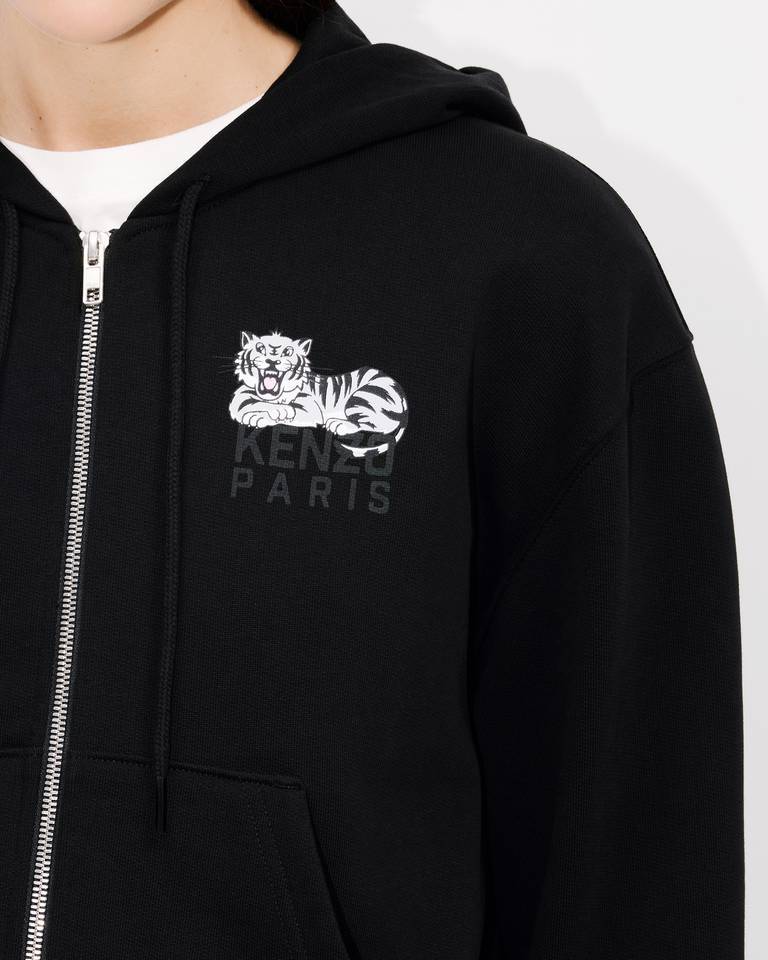 Kenzo Printed Logo Hoodie In Cotton In Black