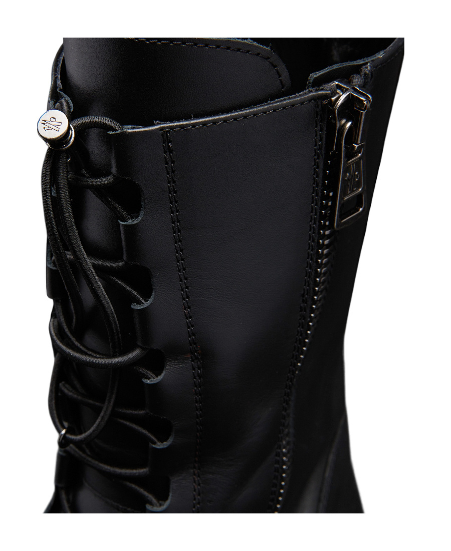 Moncler Lace-up Combat Boots In Black