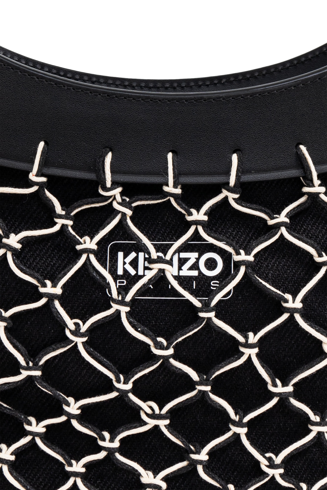 KENZO KENZO LOGO PATCH NET-OVERLAY HANDBAG