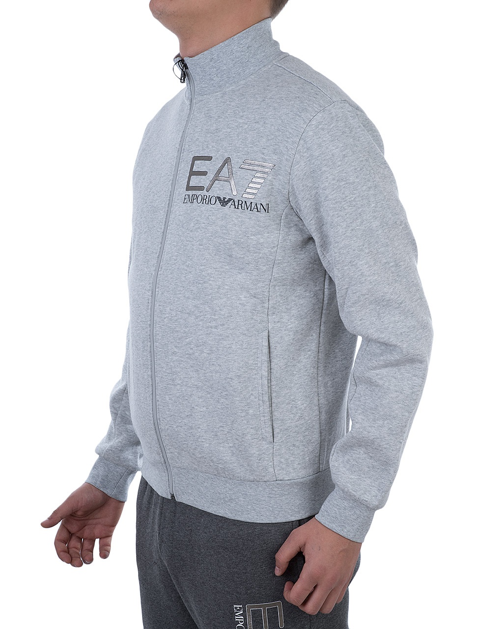 Ea7 Logo Details Sports Suit In Gray