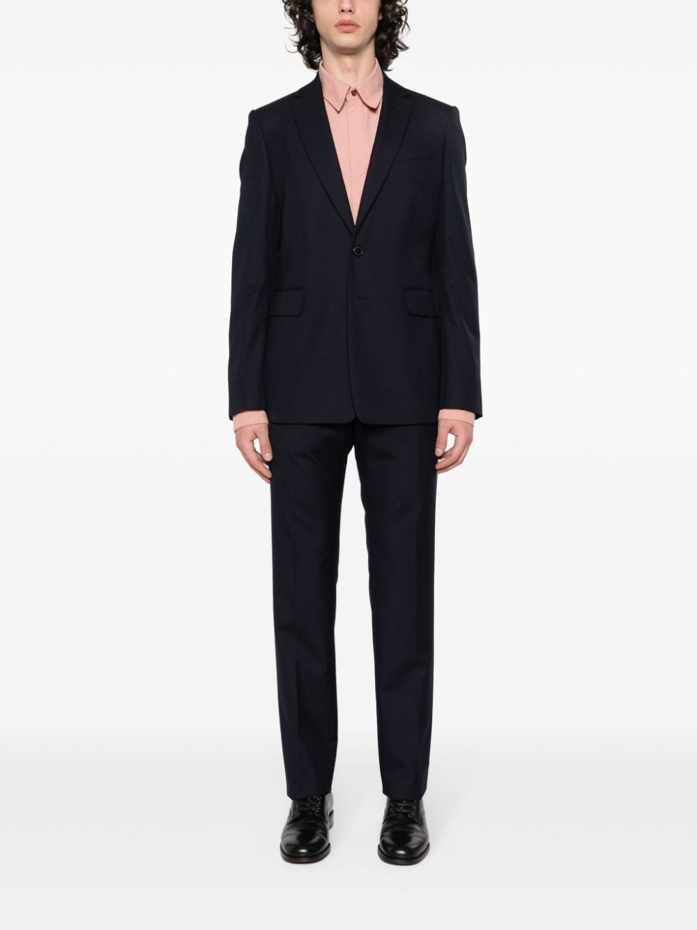 Dries Van Noten Long-sleeved Coat Belt Ring Trousers Suit In Black