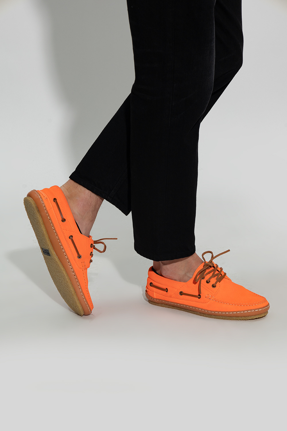 Saint Laurent Men's Fluo Suede Ashe Loafers In Red
