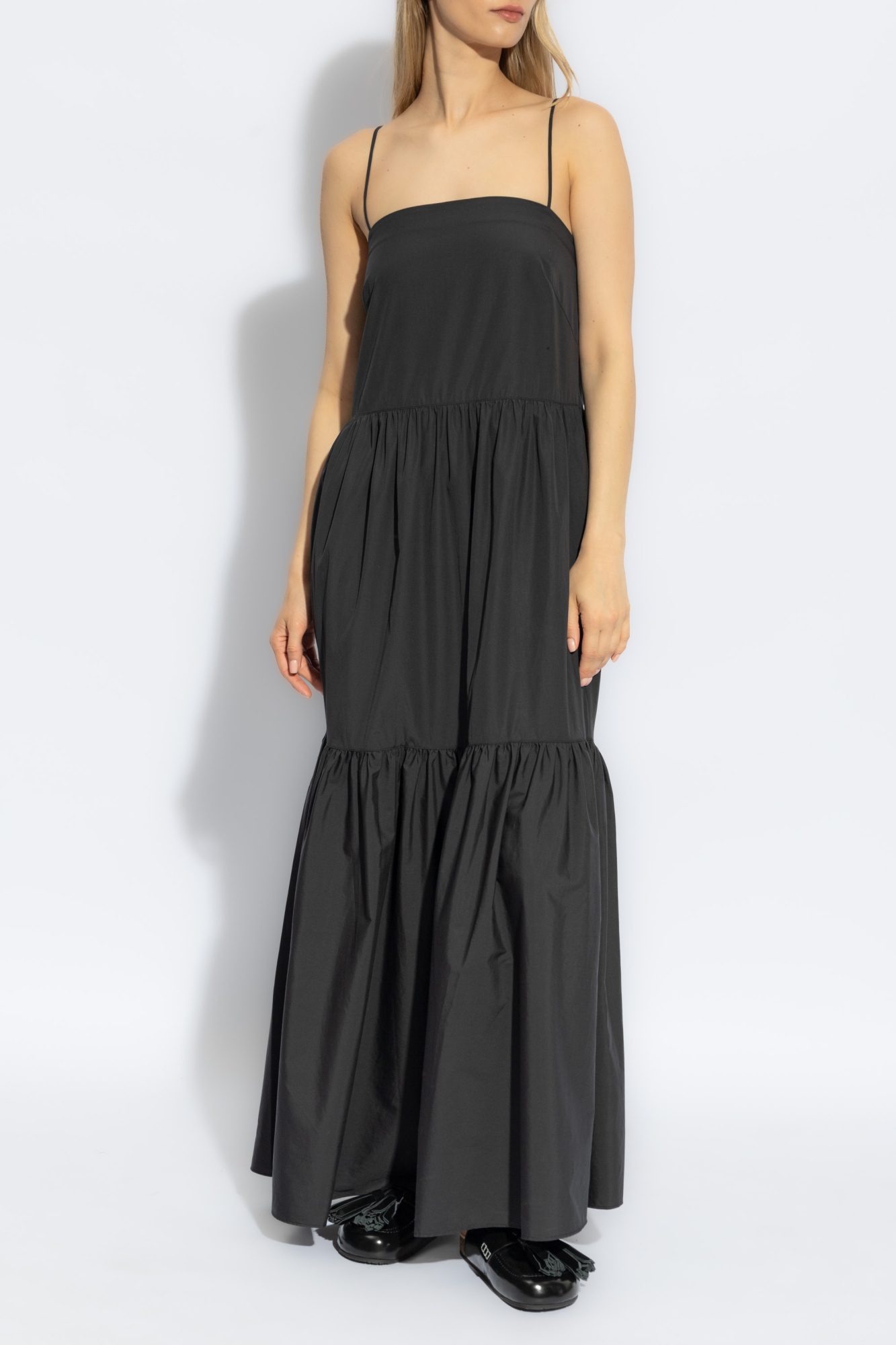 Rag & Bone Sage Tiered Cotton-poplin Maxi Dress In Black