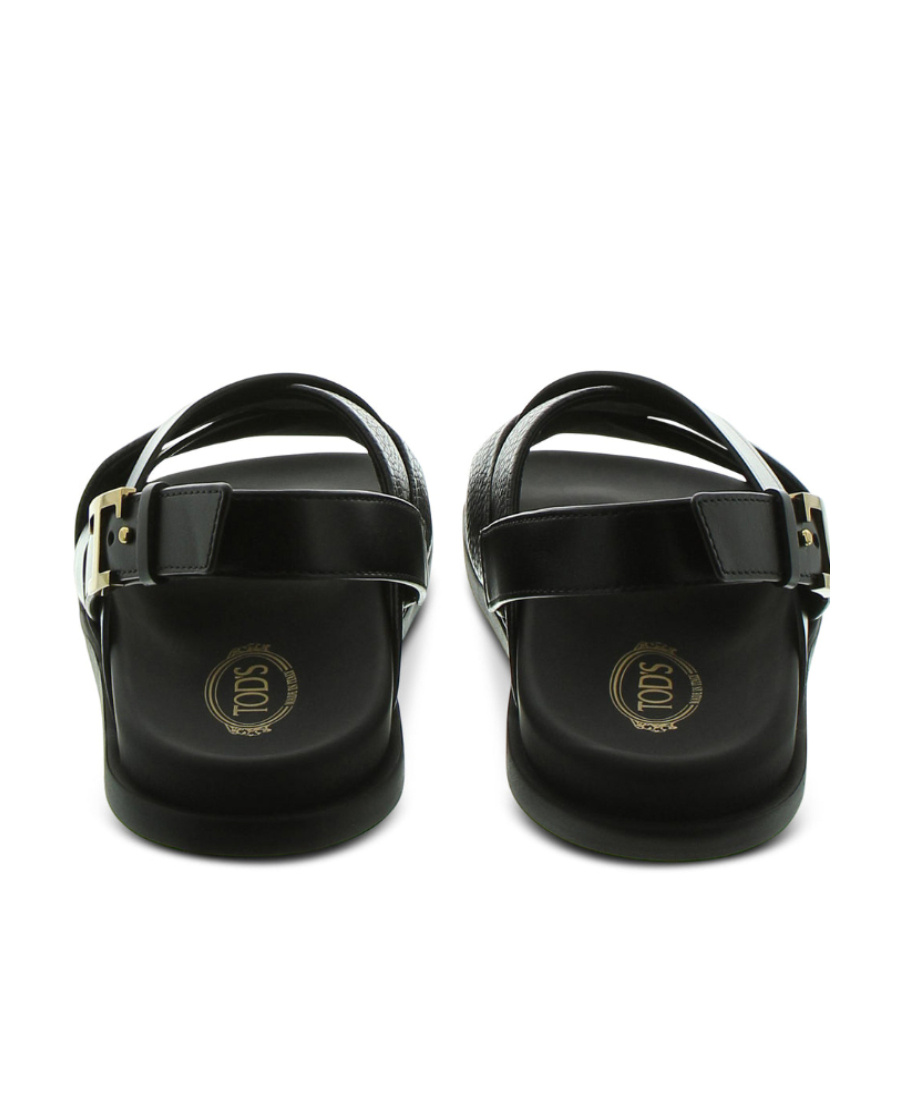 Tod's Logo-buckle Leather Sandals In Black