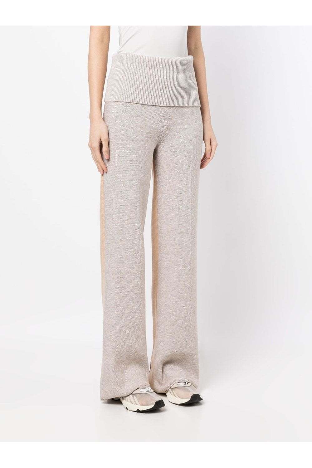 Off-white Diag Languid Two-tone Knit Trousers In White