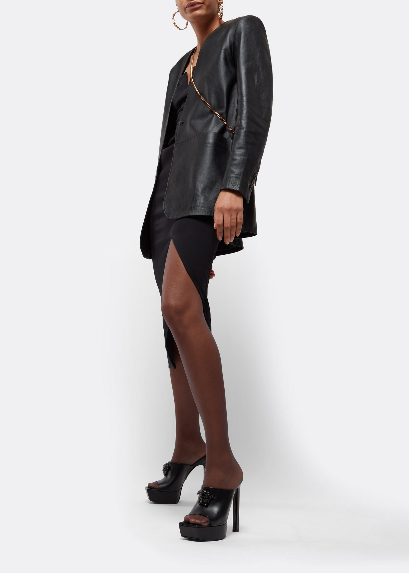 Versace 140mm Medusa Leather Platform Mules In Black