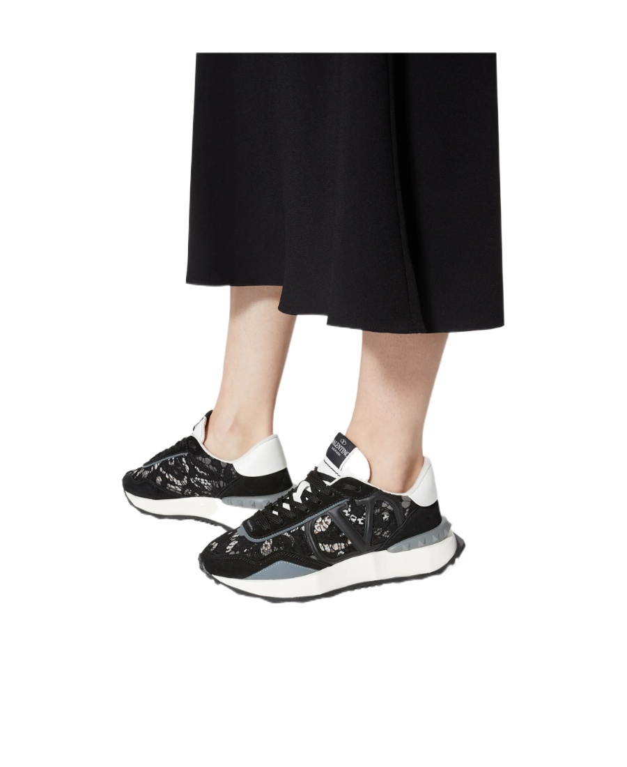 VALENTINO GARAVANI LACE AND MESH LACERUNNER TRAINER 