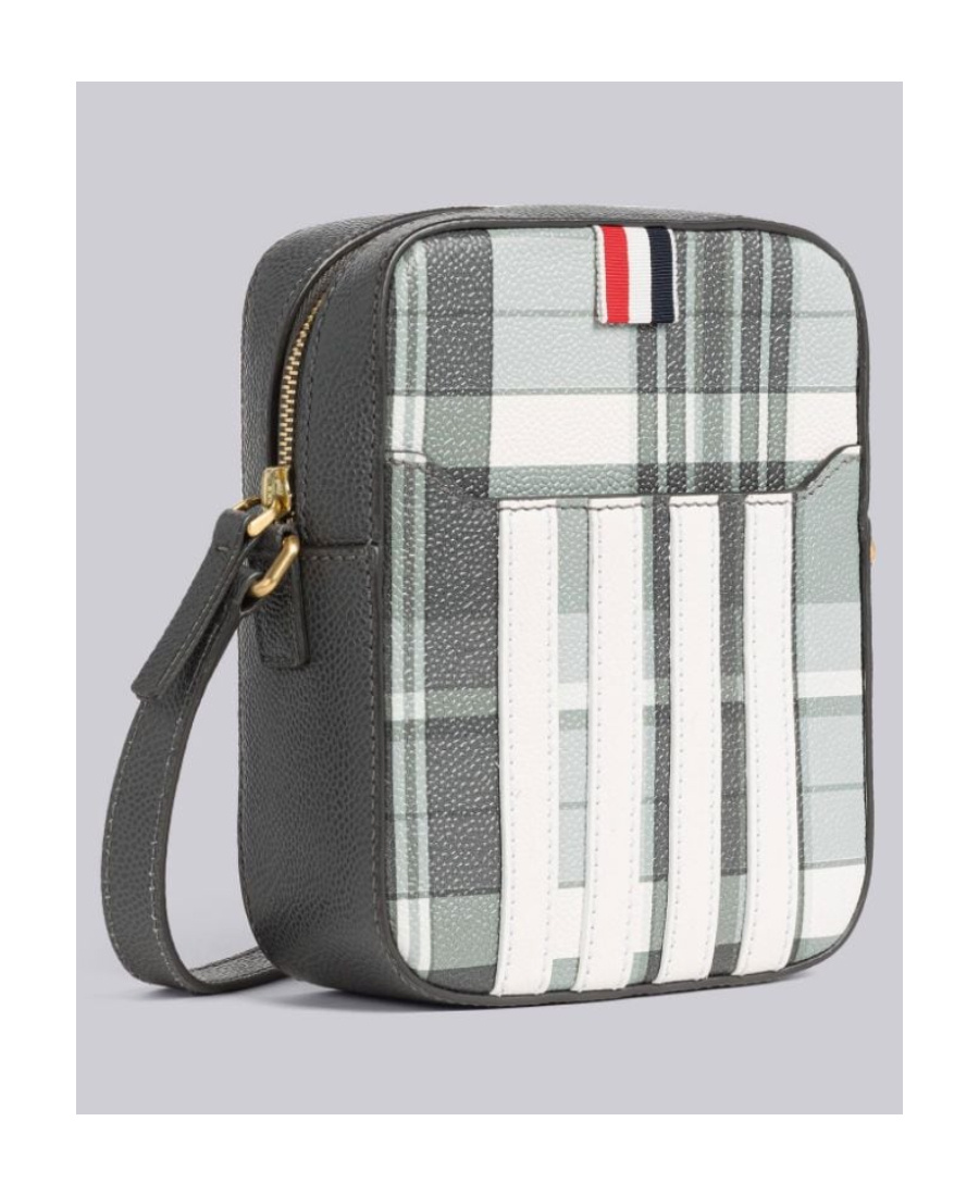 Thom Browne Check-print Messenger Bag In White