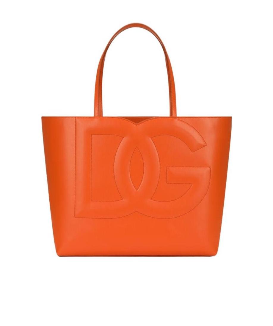 Dolce & Gabbana Embossed-logo Tote Bag In Orange