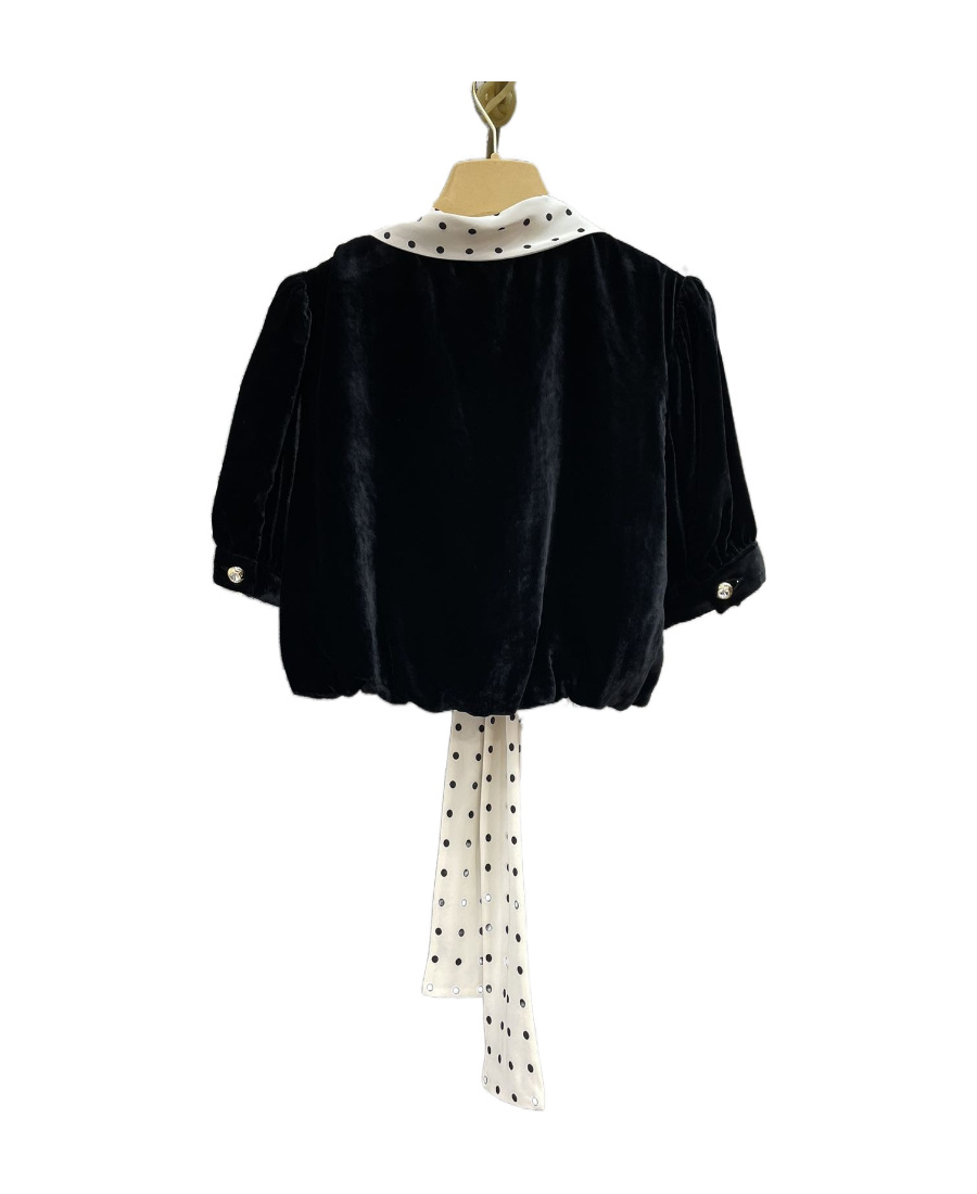 Miu Miu Bow-tie Short Blouse In Black